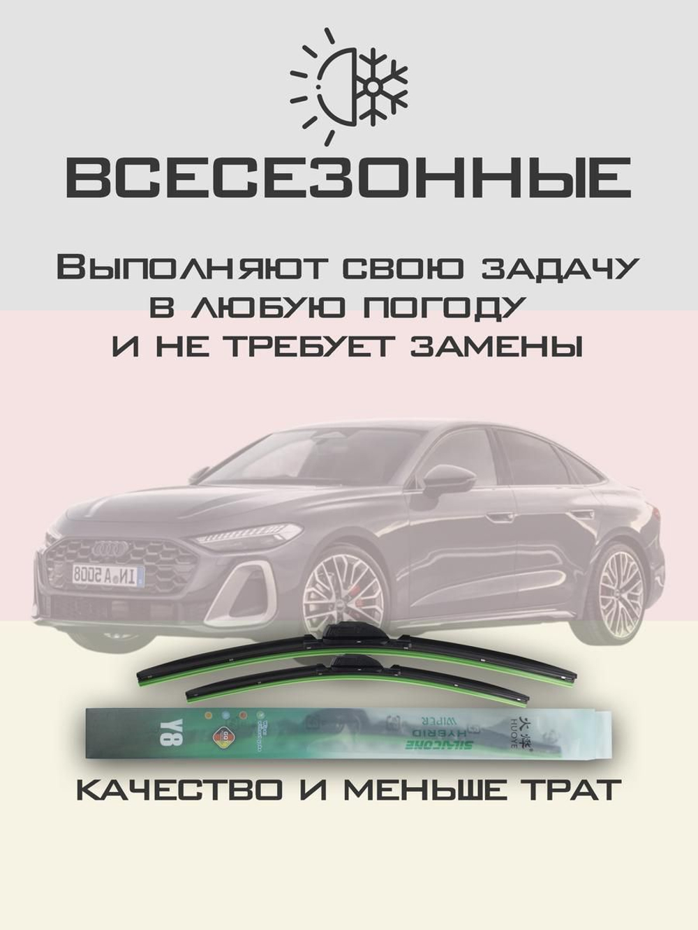 Щетки стеклоочистителя HUOYE Y8 600/500 мм на Audi A5 | Push button