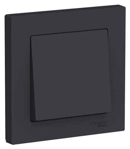 Выключатель одноклавишный с рамкой Systeme Electric AtlasDesign Карбон 10А