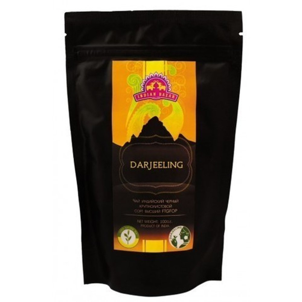 Чай Indian Bazar Darjeeling Дарджилинг черный крупнолистовой сорт высший FIGFOP, 100 гр