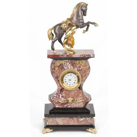 Часы "Конь с попоной" креноид змеевик бронза 140х95х330 мм 3250 гр.  R117722