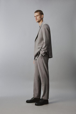 ZARA КОСТЮМНЫЕ БРЮКИ REGULAR FIT ИЗ РЕЛЬЕФНОЙ ТКАНИ, БЕЖЕВЫЙ