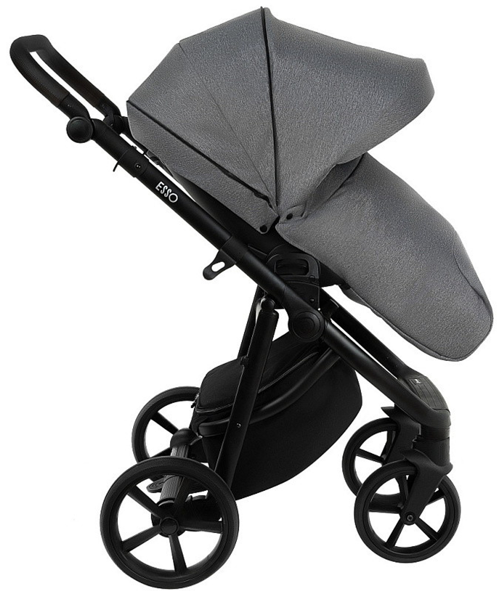 Детская коляска Roan Esso 3 в 1 с автокреслом Tutis Elo Lux EduSky Black ESS114/1 Grey/Black