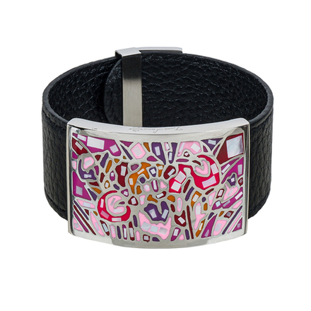 Браслет Fiore Luna на кожаном черном ремешке CB01367-4 V