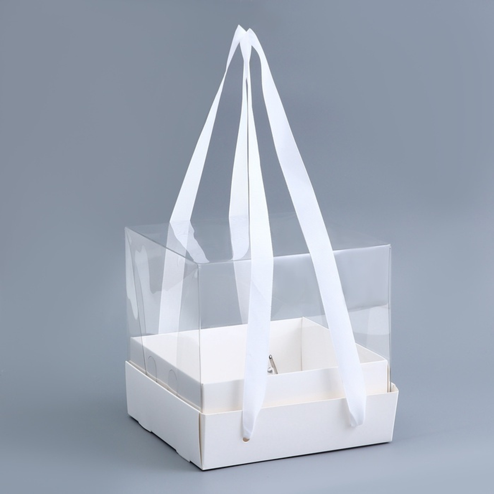 Коробка для бенто с ручками - лентами, 17×17×15 см