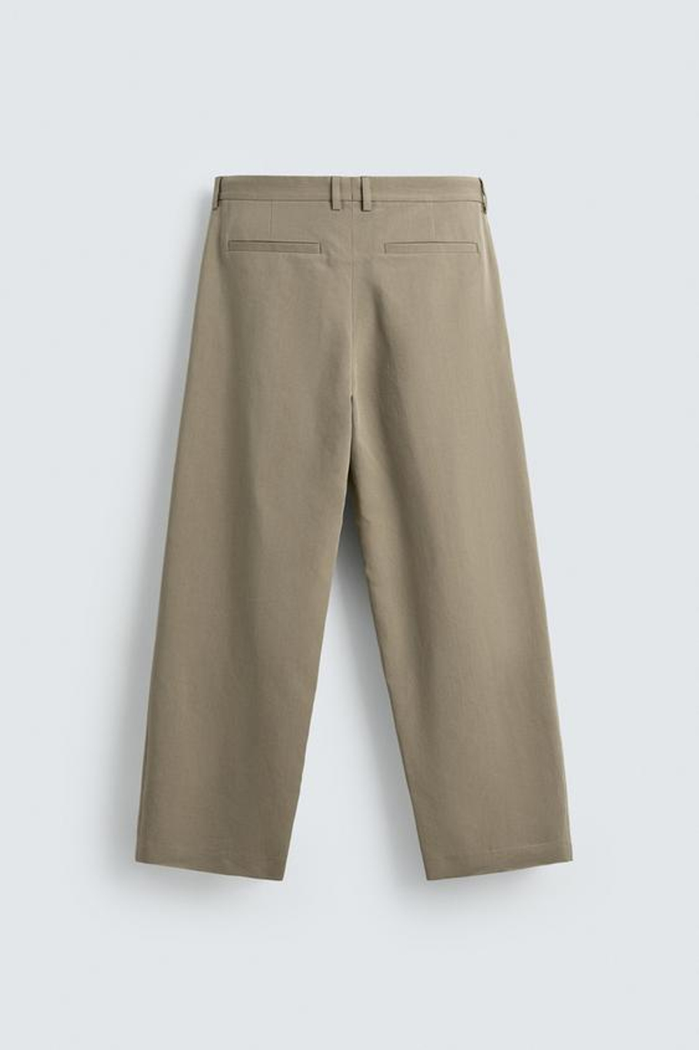 ZARA БРЮКИ ПРЯМОГО КРОЯ СО СКЛАДКАМИ - LIMITED EDITION, СВЕТЛЫЙ ХАКИ