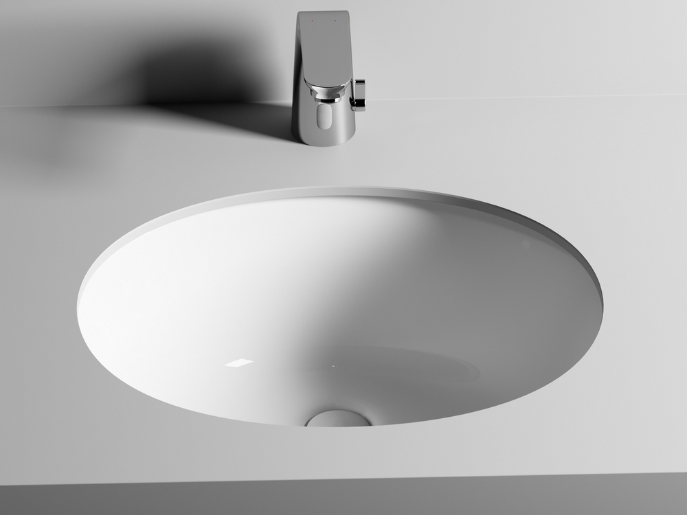 Умывальник овальный встраиваемый под столешницу Element 510x420x195мм, с крепежом и шаблоном для установки