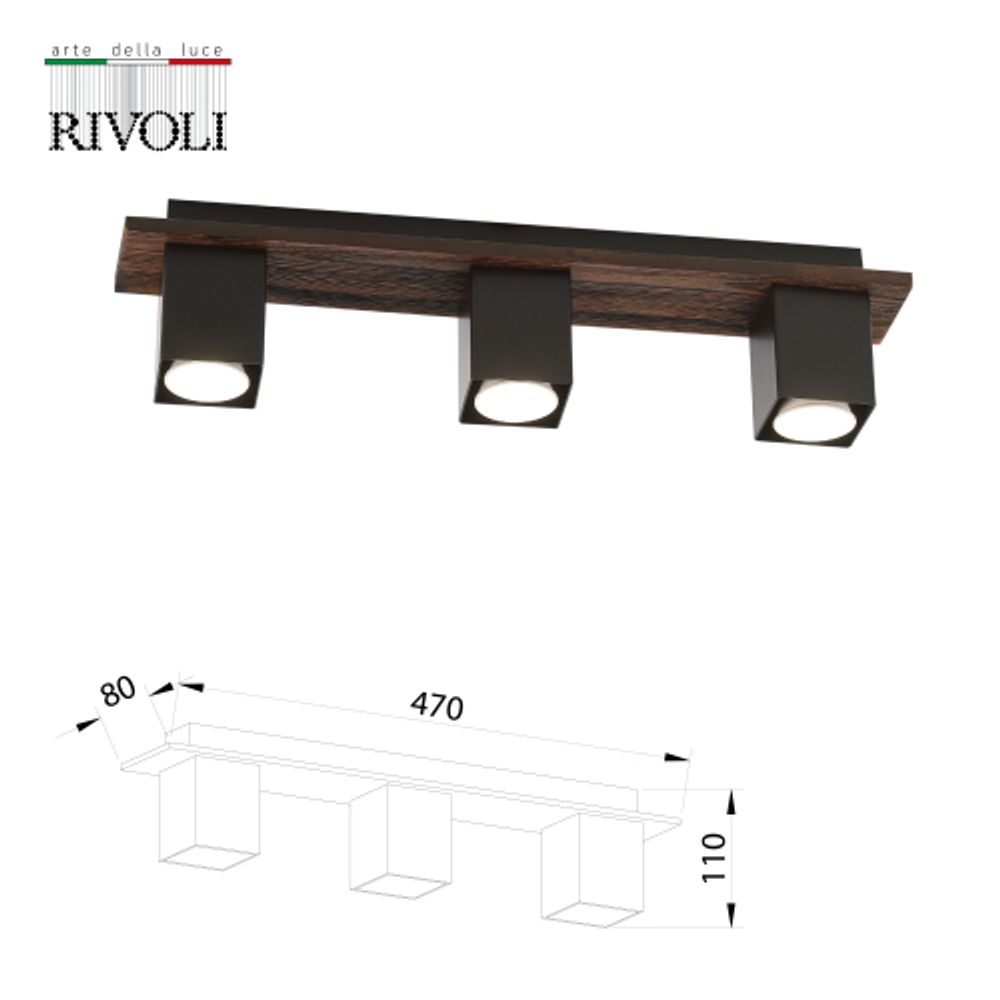 Светильник потолочный Rivoli Louise 3102-303 3 * GU10 50 Вт модерн уценка | Модерн