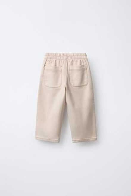 ZARA БРЮКИ BAGGY ЭЛАСТИЧНЫЕ СО СТРОЧКОЙ, ЭКРЮ