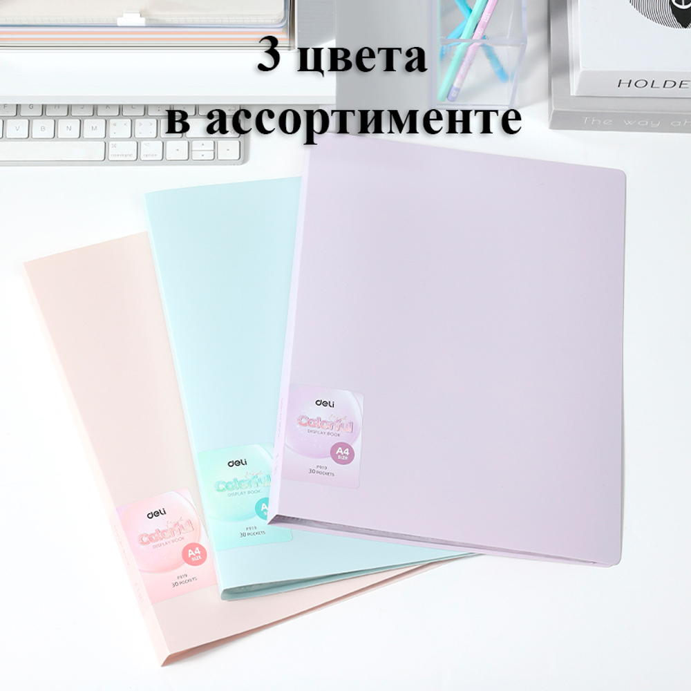 Папка с файлами DELI "Colorful", на 30 вкладышей, ассорти
