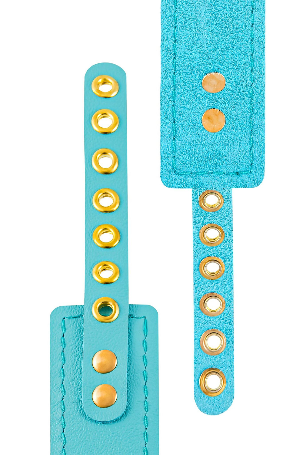 Голубой кожаный однослойный ошейник с прошивкой (Цвет: голубой)