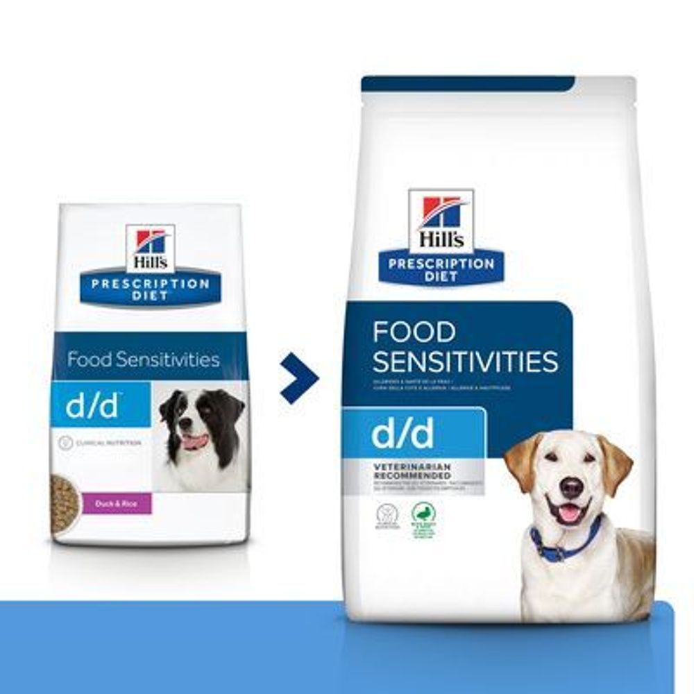 Сухой диетический корм Hill&#39;s Prescription Diet d/d для собак при аллергии, заболеваниях кожи и неблагоприятной реакции на пищу, утка с рисом 1,5 кг