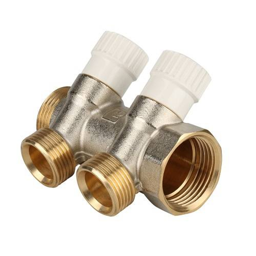 Коллектор регулирующий проходной STOUT SMB 6851 - 1" (НР/ВР) на 2 контура 3/4"EK (евроконус)