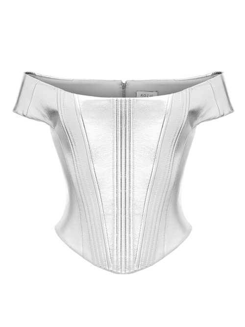 Топ корсетного типа из лаке с открытыми плечами