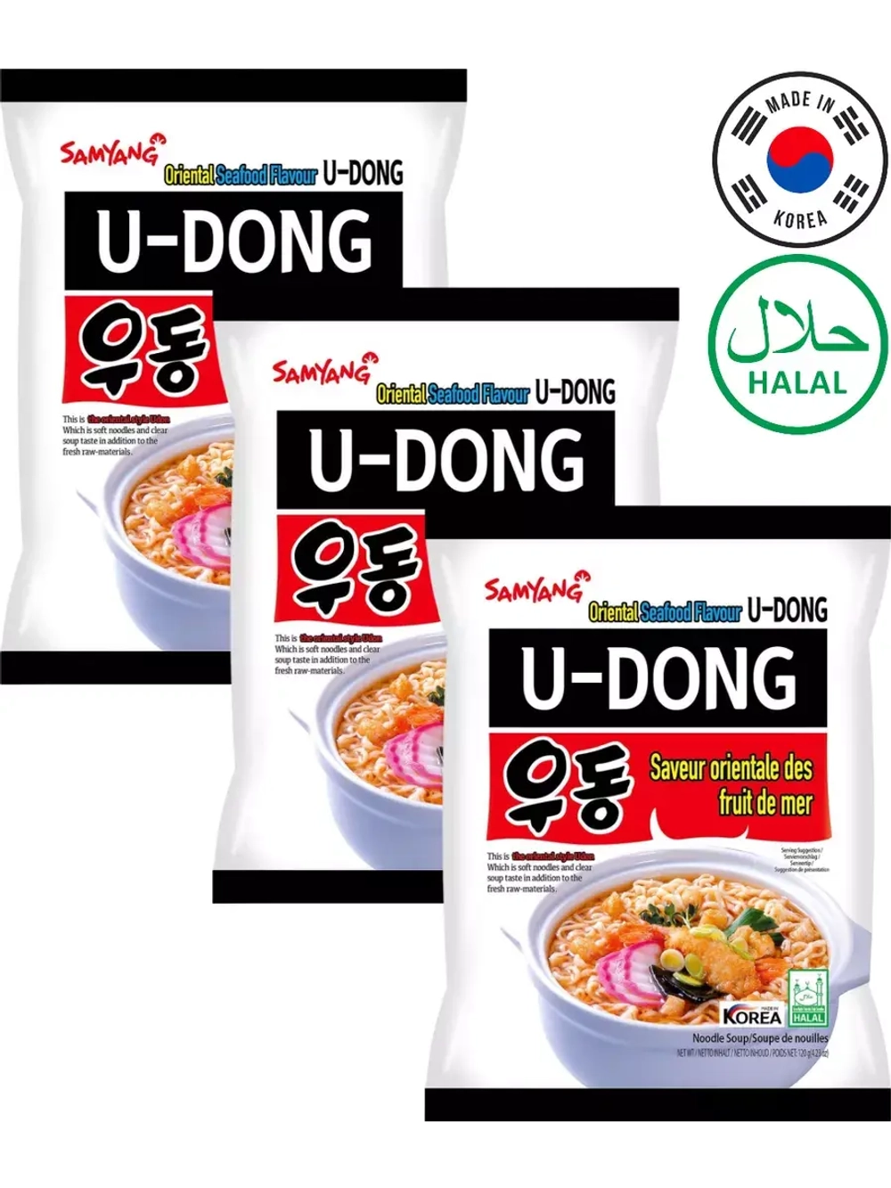 Лапша U-Dong со вкусом морепродуктов 120 г * 3 шт