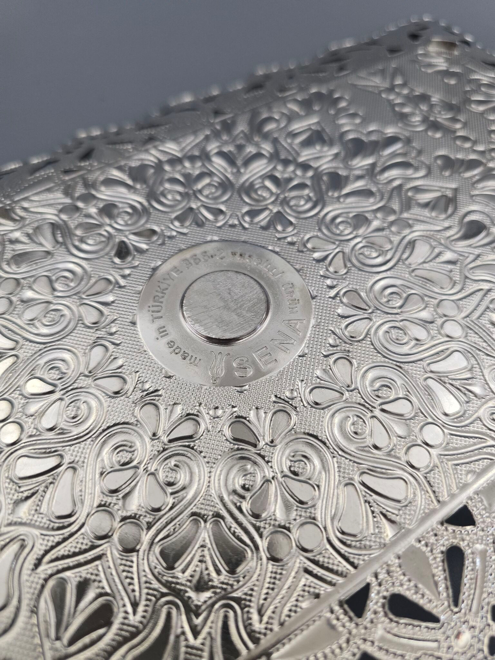 Поднос прямоугольный декоративный 40*20 "Изящество" металлический /ACAR. Турция (серебристый)
