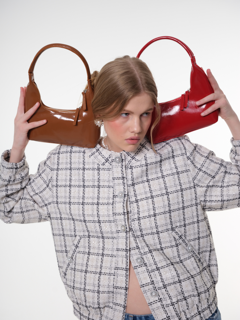 Сумка лакированная кожа, коричневая