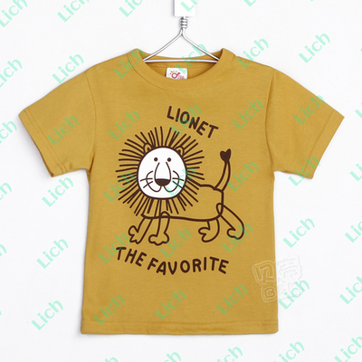 Футболка детская с контрастными принтами льва и надписей