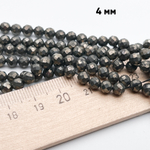 Пирит граненый бусины, диаметр 4,5-4,8 мм, цена за отрезок 19 см (1/2 нити)