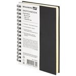 Скетчбук, слоновая кость 140 г/м2 130х210 мм, 80 л., КОЖЗАМ, гребень, BRAUBERG ART CLASSIC, черный, 116475