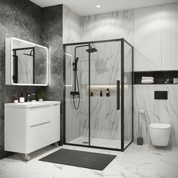 Душевой уголок Grossman Cosmo 110х70 120.K33.02.1170.21.00 профиль Черный матовый стекло прозрачное