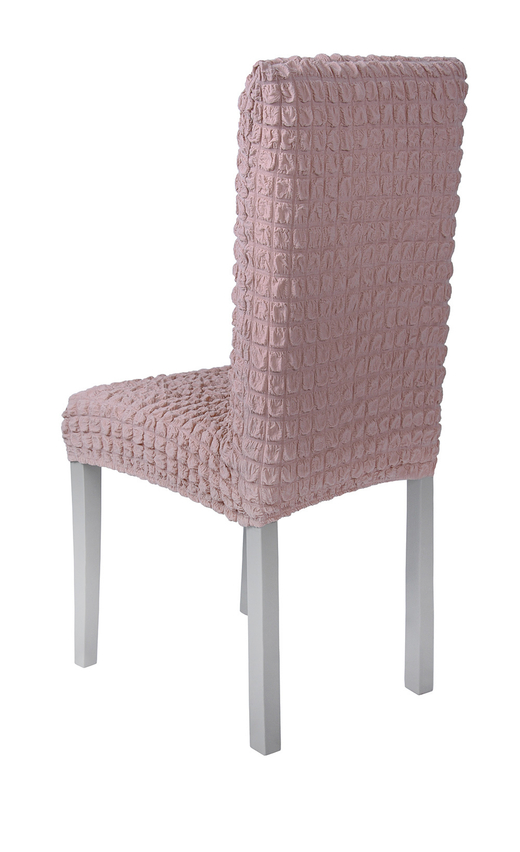 Чехол на стул без оборки со спинкой, цвет Пудра