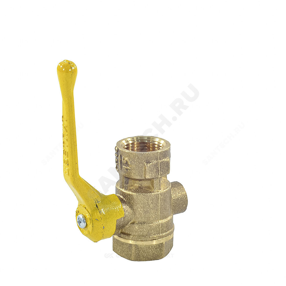 Кран для манометра шаровой латунь газ 11Б27п10 Ду 15 Ру16 ВР/ВР G1/2"-М20х1,5 с рукояткой без фланца Цветлит ZW10019