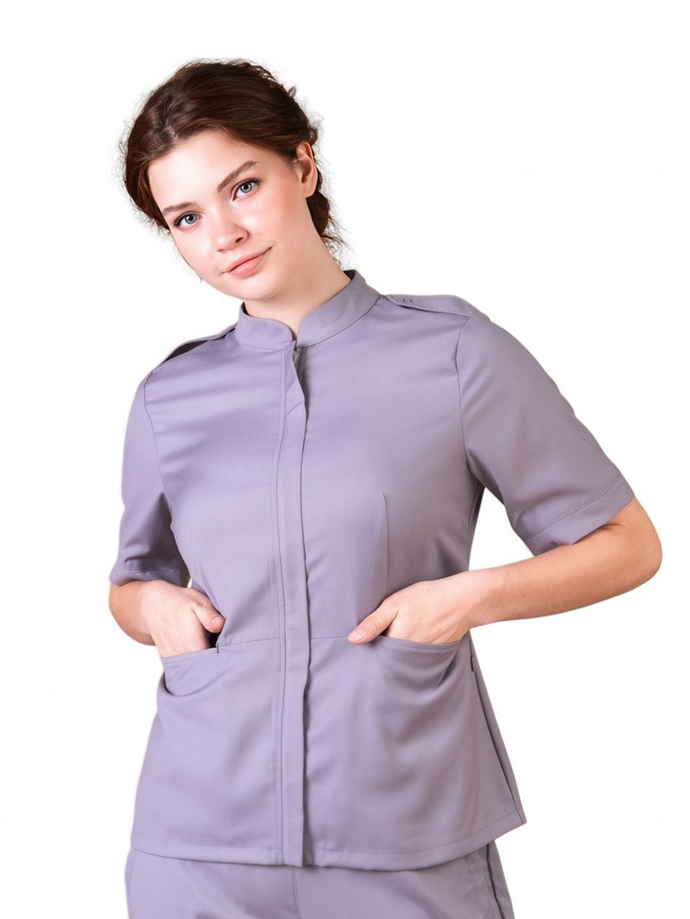Рубашка медицинская женская на молнии Тезис TZ400, серо-бежевый, 40