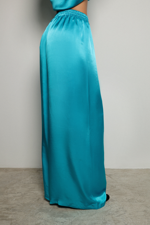 Брюки в пижамном стиле бирюзовые