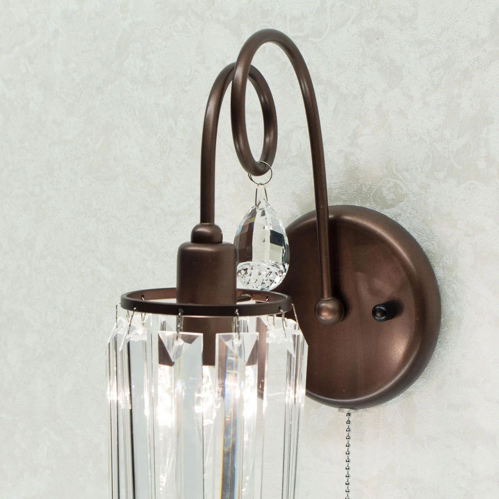 Citilux Синди CL330313 Бра хрустальное с выключателем Коричневое
