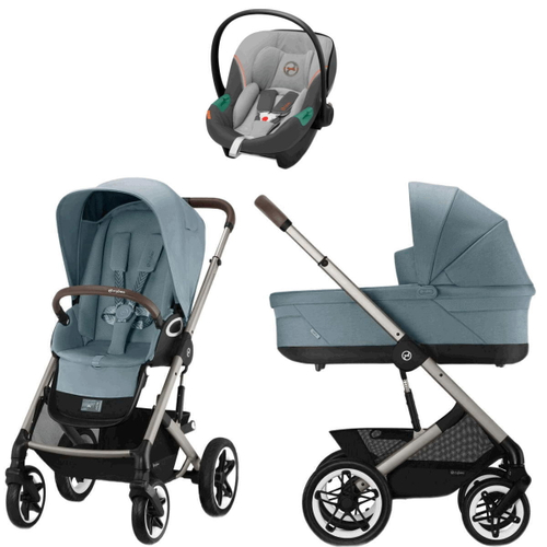 Коляска Cybex Talos S Lux TPE complete Aton S2 Lava Grey 3 в 1 Stormy Blue с дождевиками