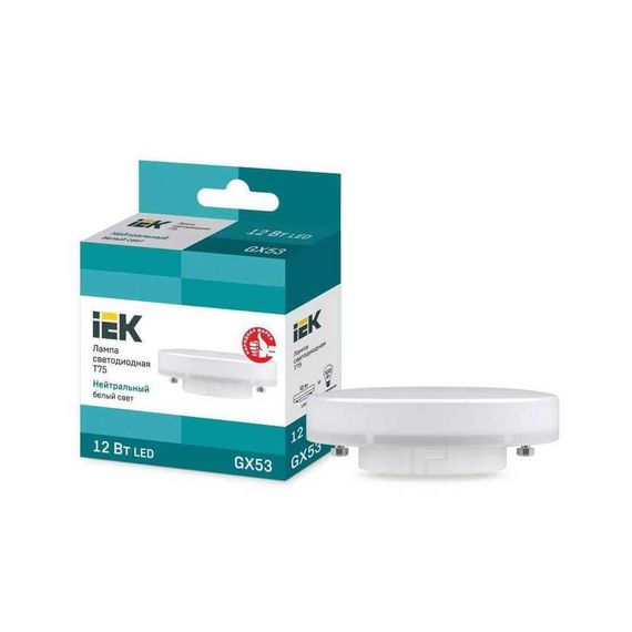 Лампа светодиодная IEK GX53 12W 4000K матовая LLE-T80-12-230-40-GX53