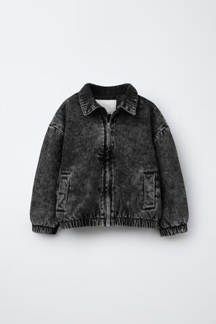 ZARA ДЖИНСОВЫЙ БОМБЕР, ЧЕРНЫЙ