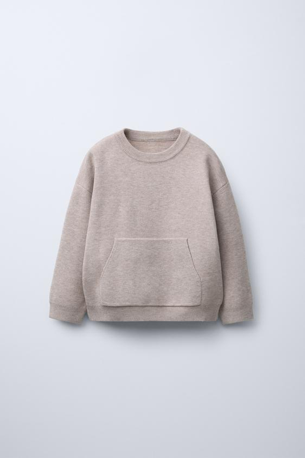 ZARA СВИТЕР С КАРМАНОМ, СВЕТЛО-БЕЖЕВЫЙ