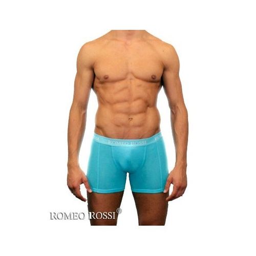 Мужские трусы боксеры удлиненные c резинкой Romeo Rossi бирюзово-голубые RR7001-11