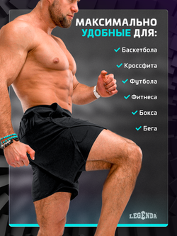 Шорты с легинсами тренировочные Legenda Gym черный