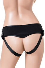 Страпон с 2 насадками и вибрацией UniStrap - 20 и 18 см. (Цвет: черный с бежевым)