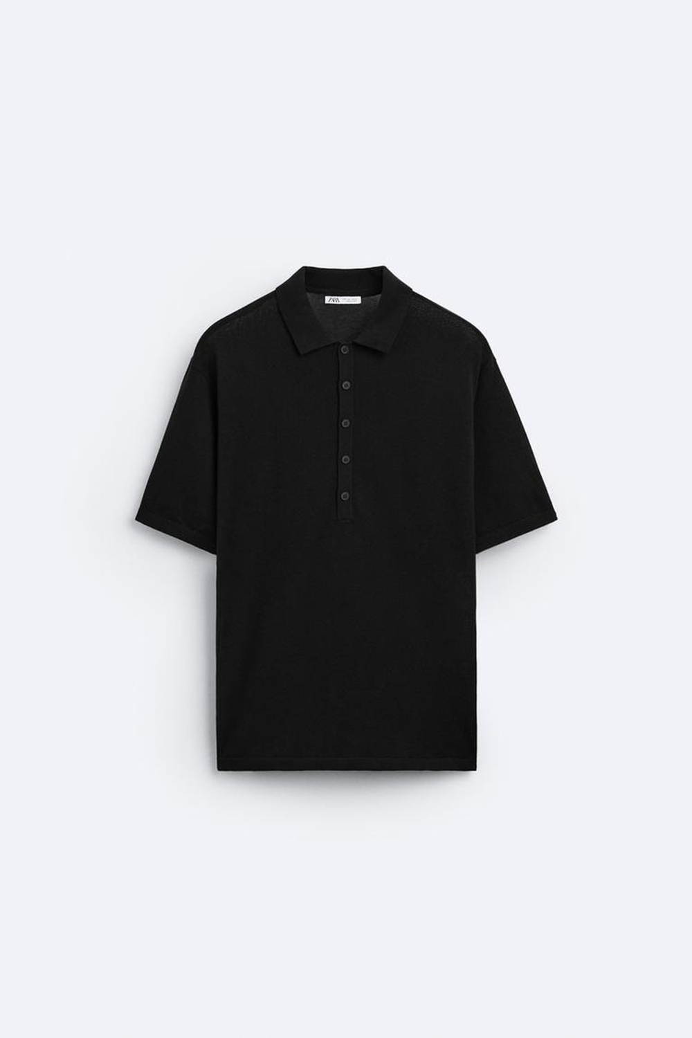 ZARA ПОЛО С ПУГОВИЦАМИ, ЧЕРНЫЙ