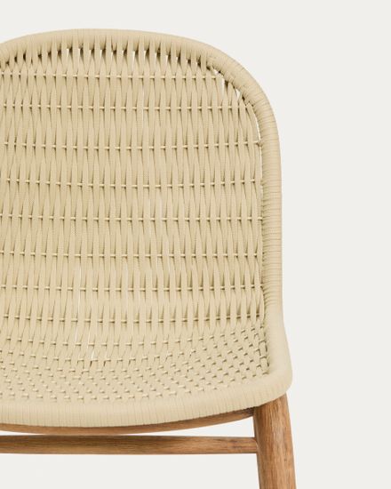 Уличный стул Alipa из массива акации и веревки кремового цвета