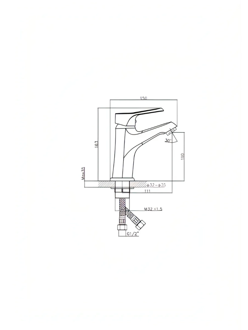 Смеситель для раковины хромированная латунь серии EXTREME