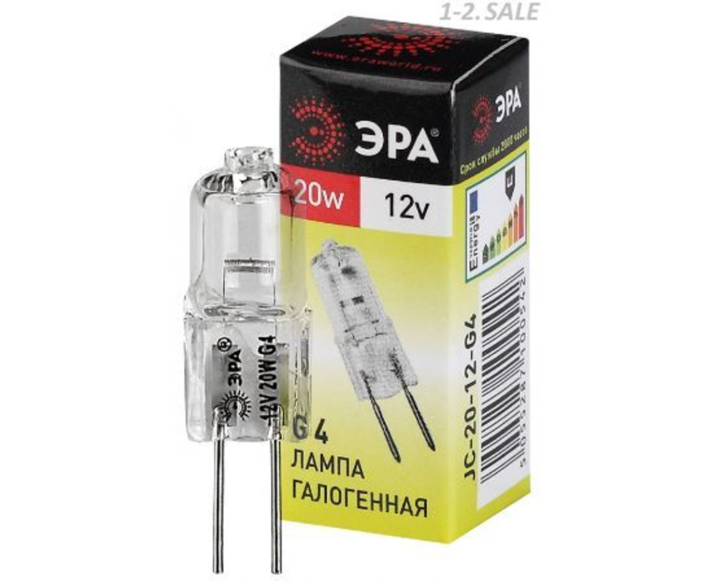 Капсульная галогенная лампа ЭРА 12V 20W 3000K G4 прозрачная (комплект из 20 шт)