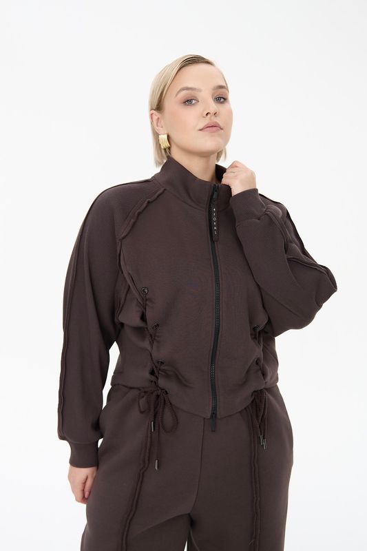 Свитшот из футера со шнуровкой, шоколад