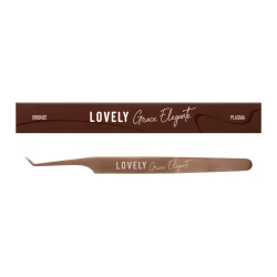 Пинцет для наращивания ресниц Lovely NanoFiber, серия Grace Elegante Bronze, тип L 7 мм