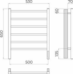 Полотенцесушитель Terminus Ватикан П6 500х650 электро (sensor quick touch)