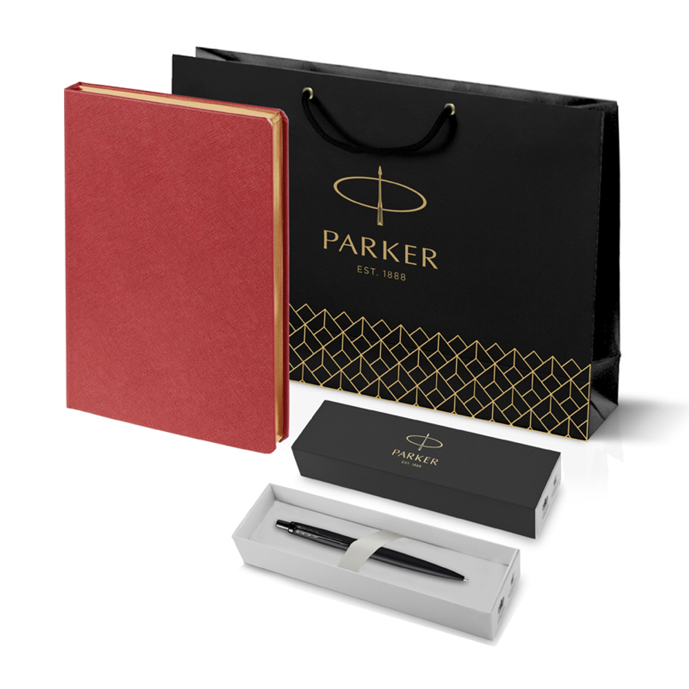 Подарочный набор: Шариковая ручка Parker  Jotter XL SE20 Monochrome в подарочной упаковке, цвет: Black, стержень: Mblue и Ежедневник недатиров