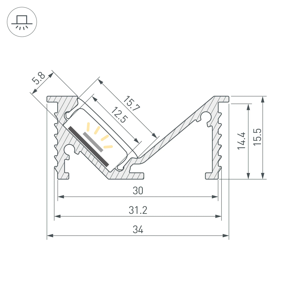 Профиль SL-BEVEL-W32-F-2000 ANOD  (Arlight, Алюминий) 063940