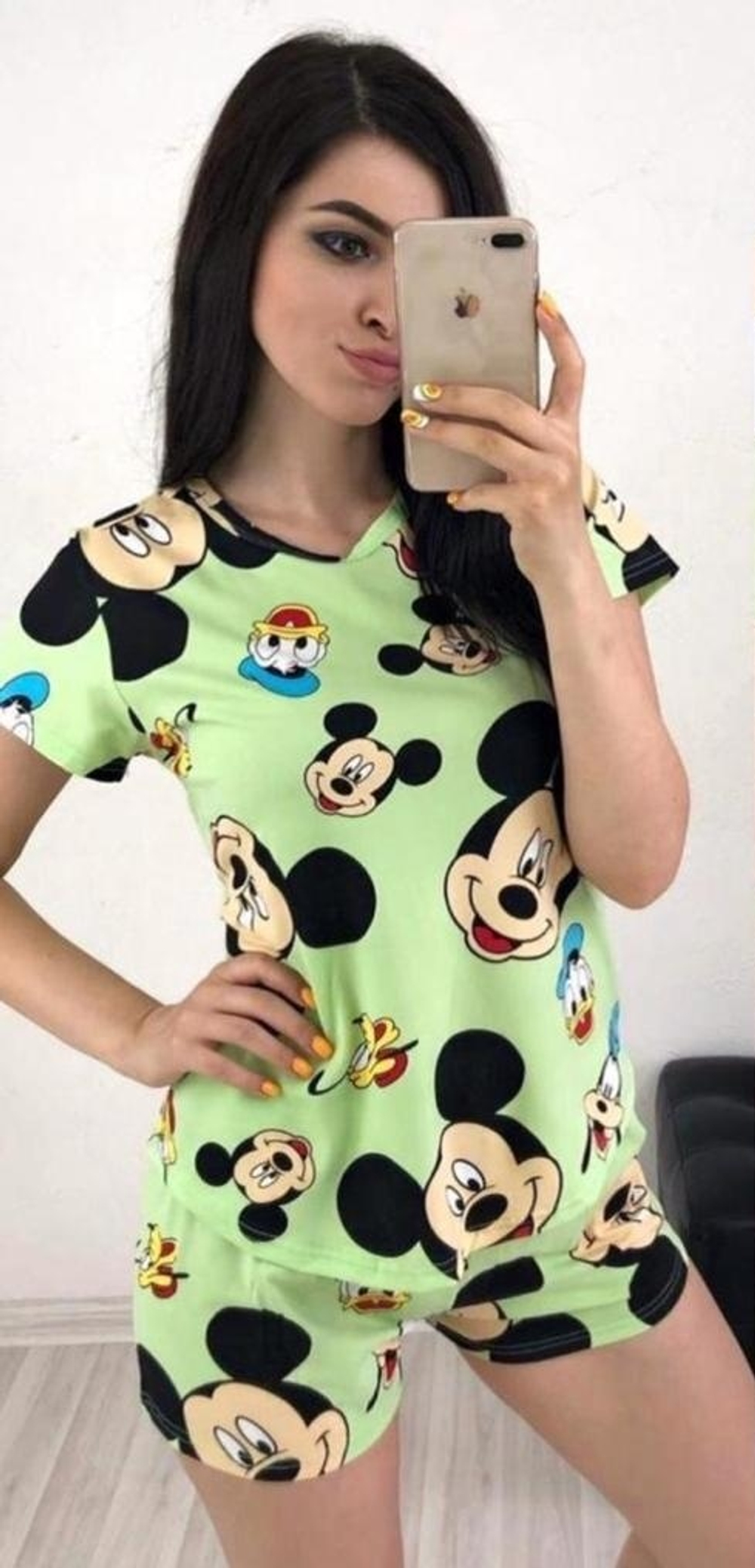 Пижама жен.б/в шорты+футб мульт ПЖМ0002