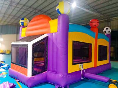 Коммерческий надувной батут «Веселый баскетбол», 8x4x3.5 м