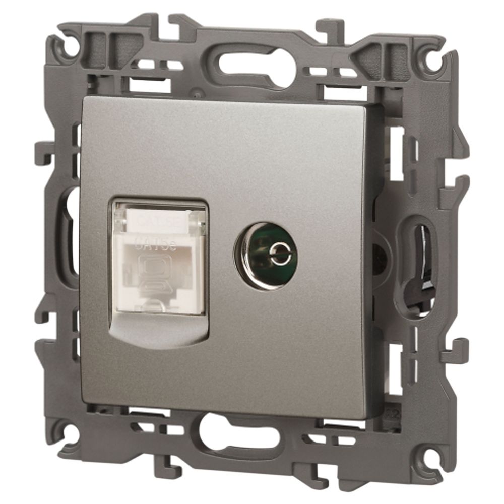 Розетка ЭРА Elegance 14-3110-16 RJ45+TV, титан