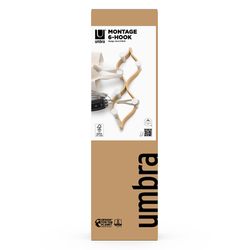 Вешалка настенная Montage, 6 крючков, натуральное дерево/белая