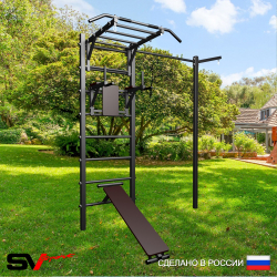 Уличная шведская стенка Sv Sport с комплектом турник прямой У464 (Турник-Рукоход/Брусья/Скамья/Кронш бокс)